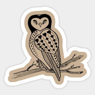 Boho Heart Owl Black Tattoo Style Bird Sticker